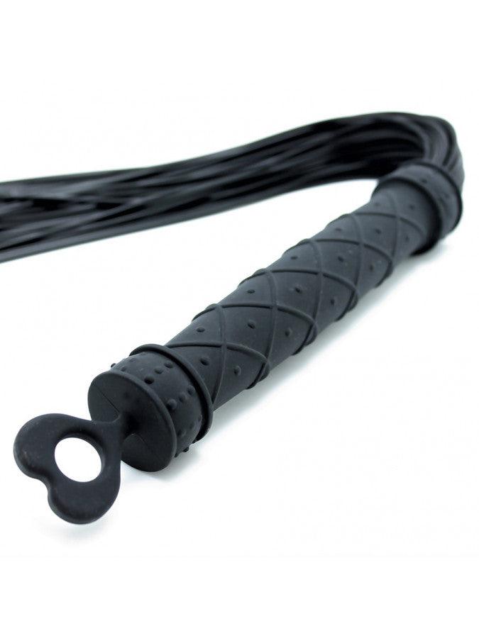 Rimba - Siliconen Flogger Zweep 48 strengen - Zwart-Laced-up.nl