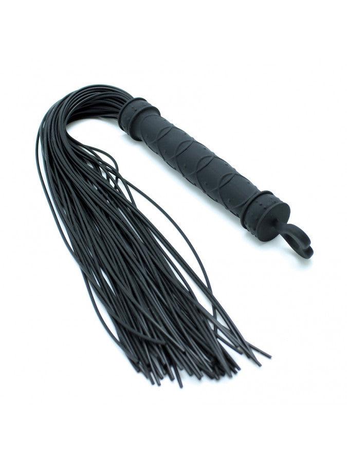 Rimba - Siliconen Flogger Zweep 48 strengen - Zwart-Laced-up.nl