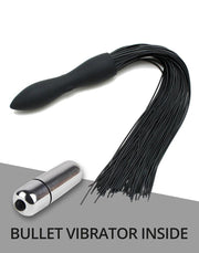 Rimba - Siliconen Flogger Zweep Met Vibrerende Dildo-Laced-up.nl