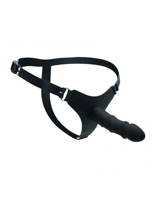 Rimba - Siliconen G-string Met Strap-on - Voorbinddildo - Verstelbaar-Laced-up.nl