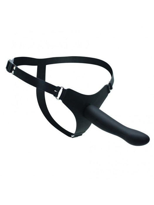 Rimba - Siliconen Voorbinddildo - Strap-on - Dildo met Verstelbaar Harnasje - Zwart-Laced-up.nl