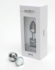 Rimba - Sofia - Metalen Buttplug Met Kristal - Wit-Laced-up.nl