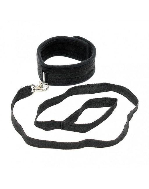 Rimba - Soft Bondage Halsband Met Leash - Zwart-Laced-up.nl