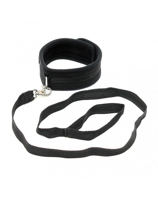 Rimba - Soft Bondage Halsband Met Leash - Zwart-Laced-up.nl