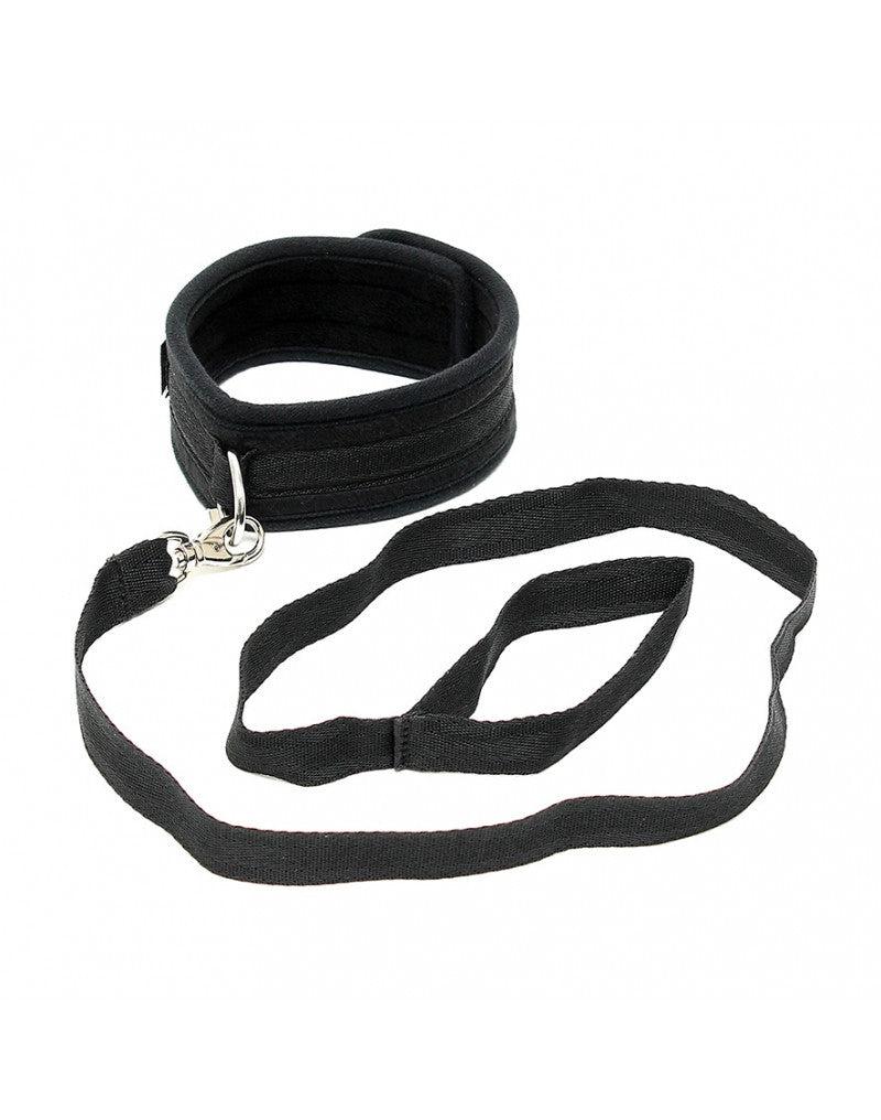 Rimba - Soft Bondage Halsband Met Leash - Zwart-Laced-up.nl
