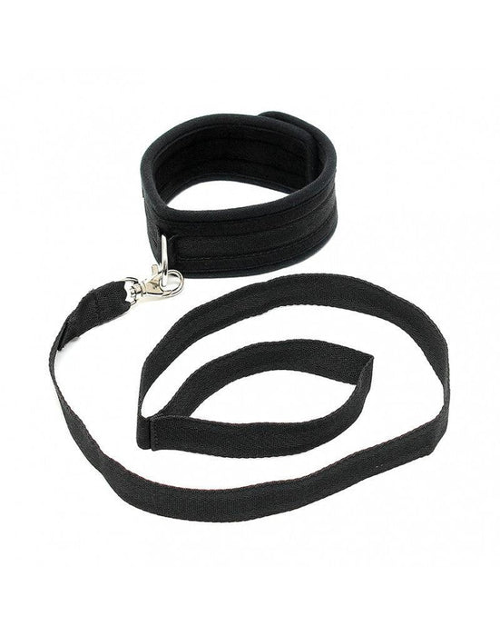 Rimba - Soft Bondage Halsband Met Leash - Zwart-Laced-up.nl