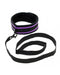 Rimba - Soft Bondage Halsband Met Leash - Zwart/Paars-Laced-up.nl