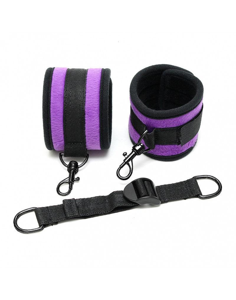 Rimba - Soft bondage voetboeien Met spreidband - Zwart/Paars-Erotiekvoordeel.nl