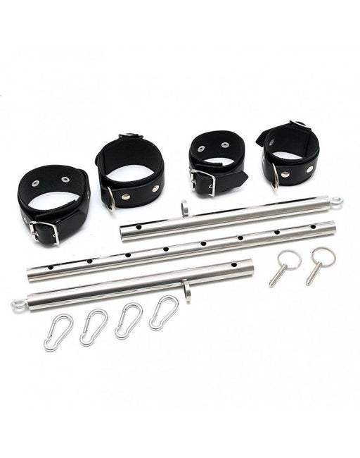 Rimba - Spreader Bar - Metalen Spreidstang - Inclusief Tuiglederen Pols Boeien En Voet Boeien - Verstelbaar-Laced-up.nl