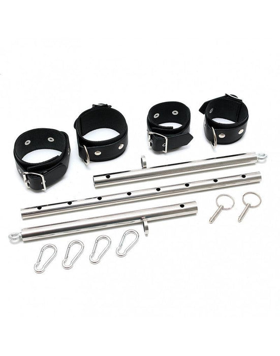 Rimba - Spreader Bar - Metalen Spreidstang - Inclusief Tuiglederen Pols Boeien En Voet Boeien - Verstelbaar-Laced-up.nl