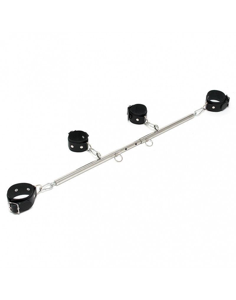 Rimba - Spreader Bar - Metalen Spreidstang - Inclusief Tuiglederen Pols Boeien En Voet Boeien - Verstelbaar-Laced-up.nl