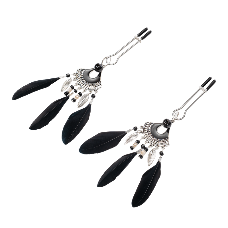 Rimba - Feather Nipple Clamps - Black/Silver-Laced-up.nl