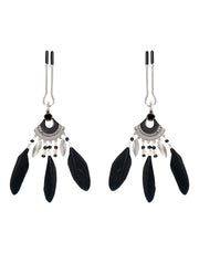Rimba - Nipple Clamps with Feathers - Black/Silver-Laced-up.nl