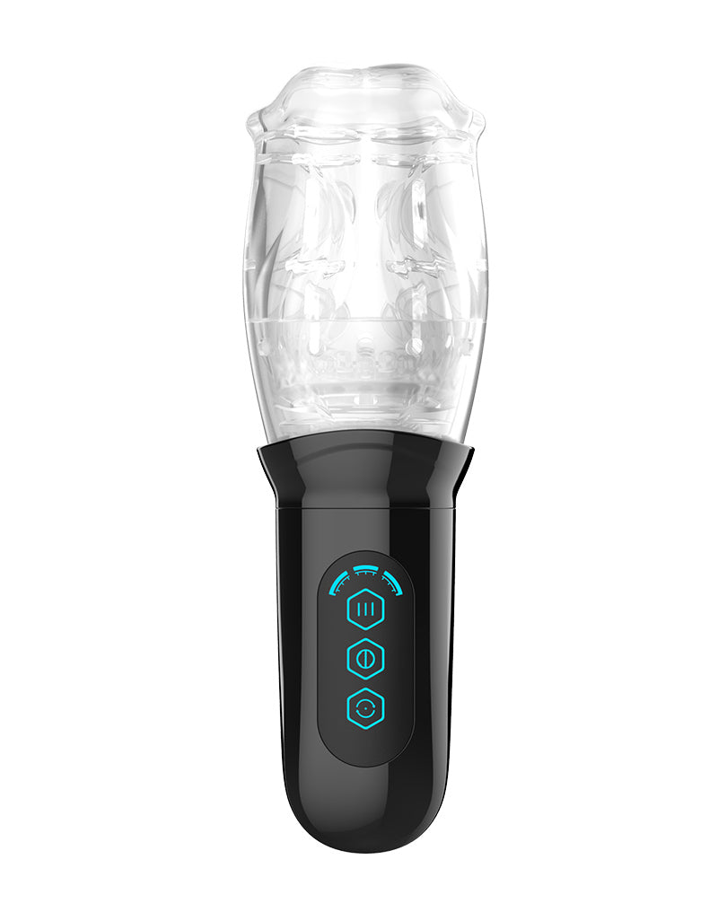 Rimba Toys - Orgastobator 05 - Masturbateur rotatif automatique - Noir/Transparent - Laced-up.nl