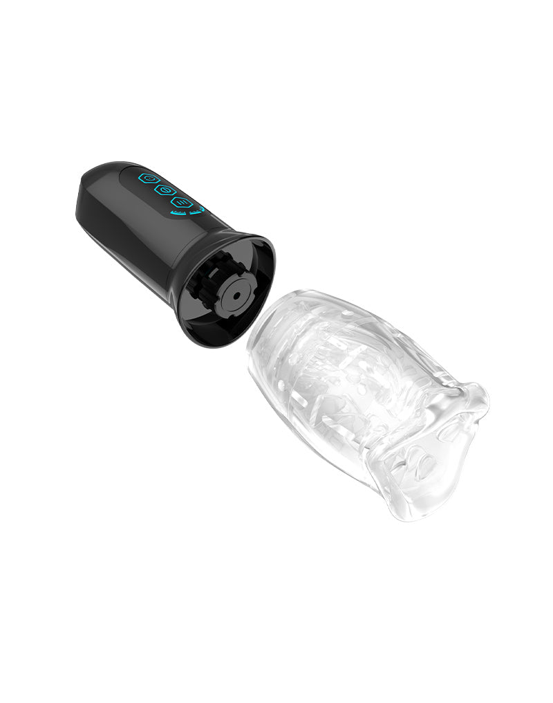 Rimba Toys - Orgastobator 05 - Masturbateur rotatif automatique - Noir/Transparent - Laced-up.nl