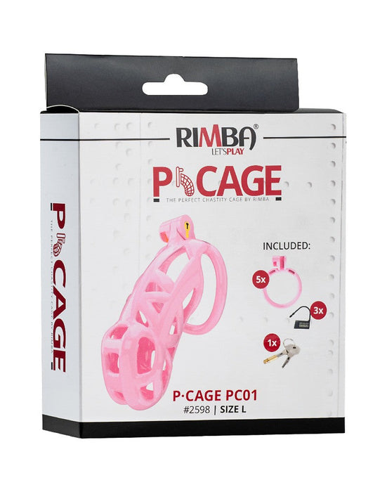 Rimba Toys - P-Cage PC01 - Kunststof Kuisheidskooi - Peniskooi - Chastity - Roze - Verkrijgbaar in 3 maten-Laced-up.nl