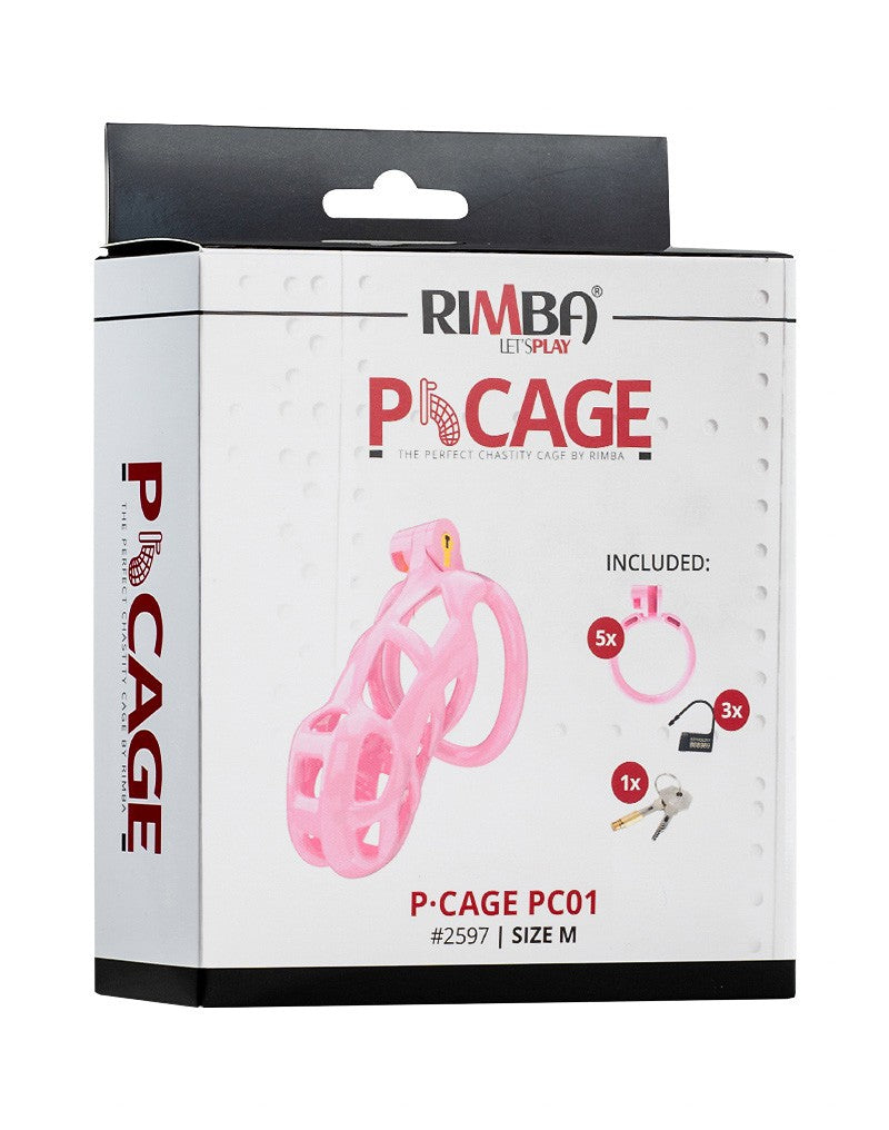 Rimba Toys - P-Cage PC01 - Kunststof Kuisheidskooi - Peniskooi - Chastity - Roze - Verkrijgbaar in 3 maten-Laced-up.nl