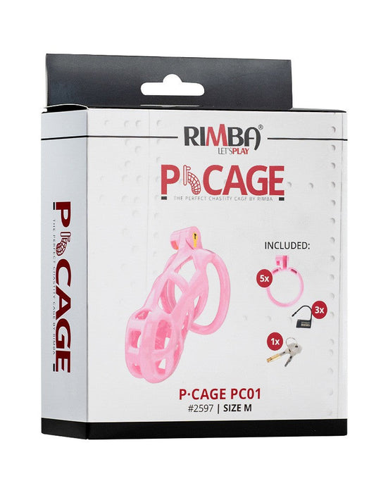 Rimba Toys - P-Cage PC01 - Kunststof Kuisheidskooi - Peniskooi - Chastity - Roze - Verkrijgbaar in 3 maten-Laced-up.nl