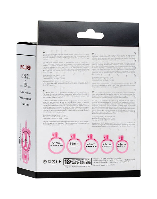 Rimba Toys - P-Cage PC01 - Kunststof Kuisheidskooi - Peniskooi - Chastity - Roze - Verkrijgbaar in 3 maten-Laced-up.nl