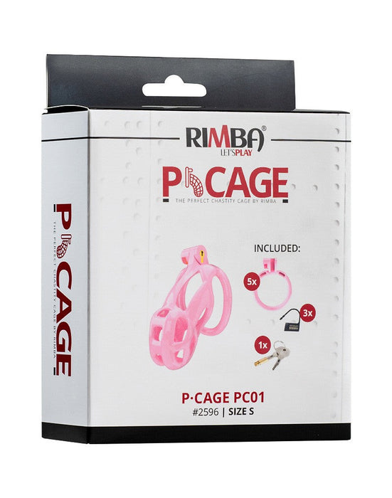 Rimba Toys - P-Cage PC01 - Kunststof Kuisheidskooi - Peniskooi - Chastity - Roze - Verkrijgbaar in 3 maten-Laced-up.nl