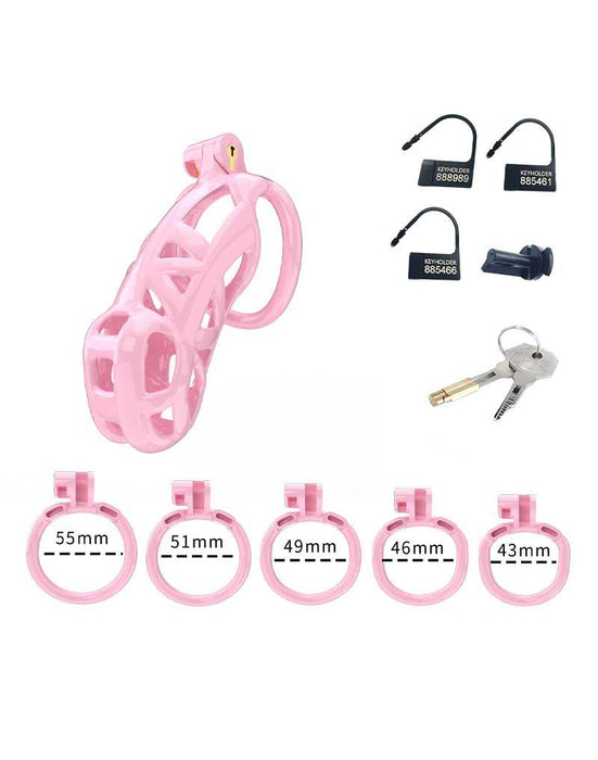 Rimba Toys - P-Cage PC01 - Kunststof Kuisheidskooi - Peniskooi - Chastity - Roze - Verkrijgbaar in 3 maten-Laced-up.nl