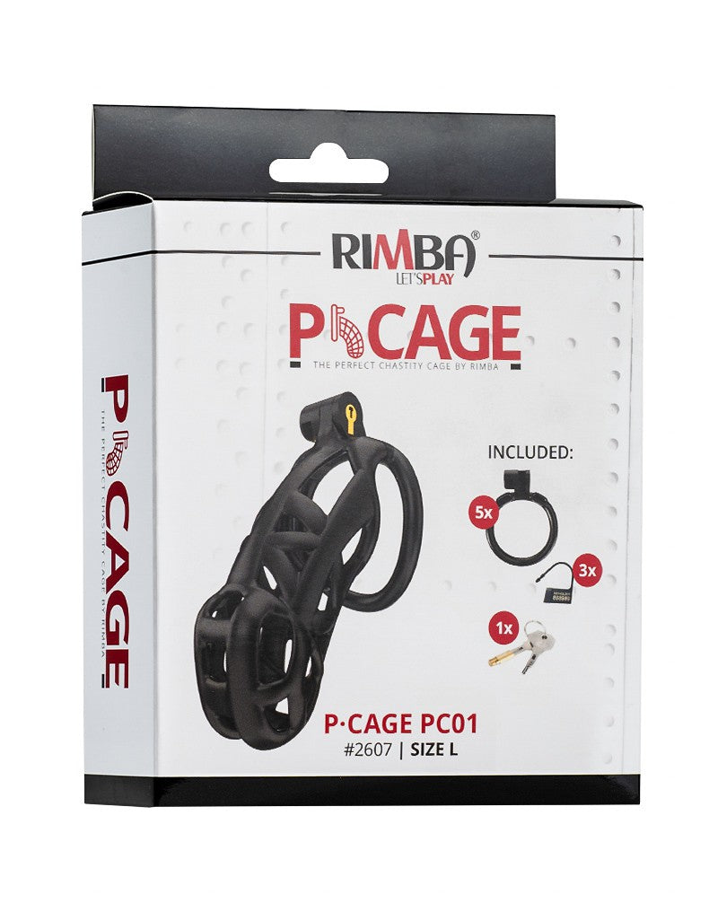 Rimba Toys - P-Cage PC01 - Kunststof Kuisheidskooi - Peniskooi - Chastity - Zwart - Verkrijgbaar in 3 maten-Laced-up.nl