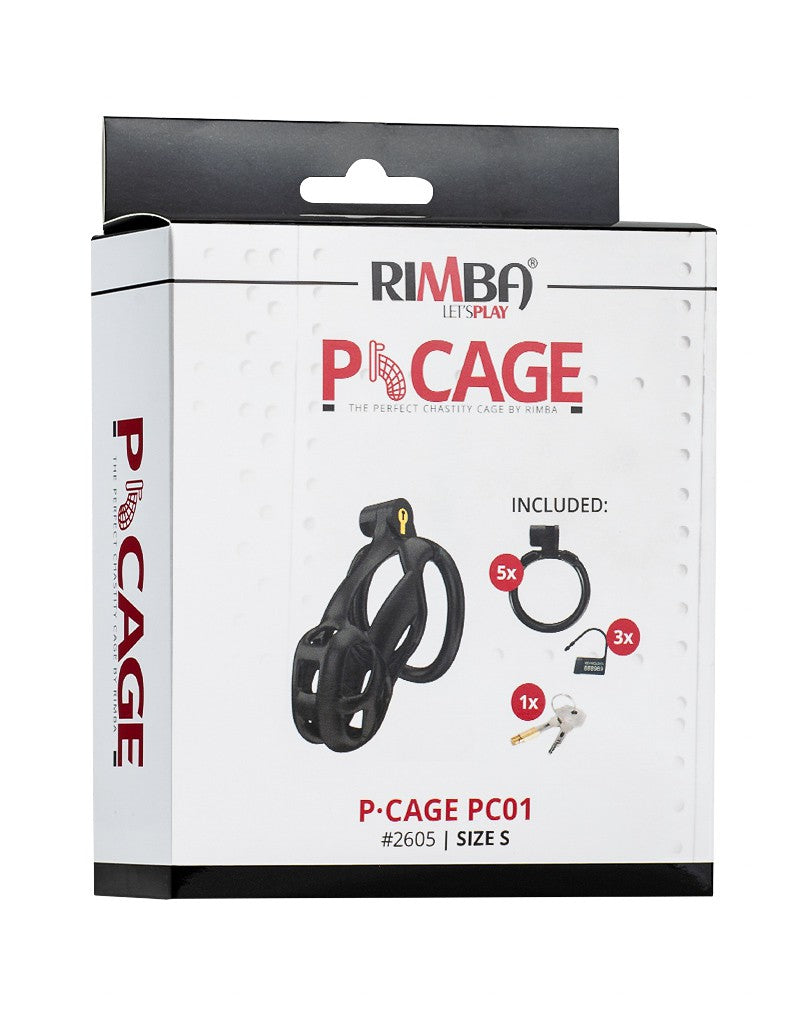 Rimba Toys - P-Cage PC01 - Kunststof Kuisheidskooi - Peniskooi - Chastity - Zwart - Verkrijgbaar in 3 maten-Laced-up.nl