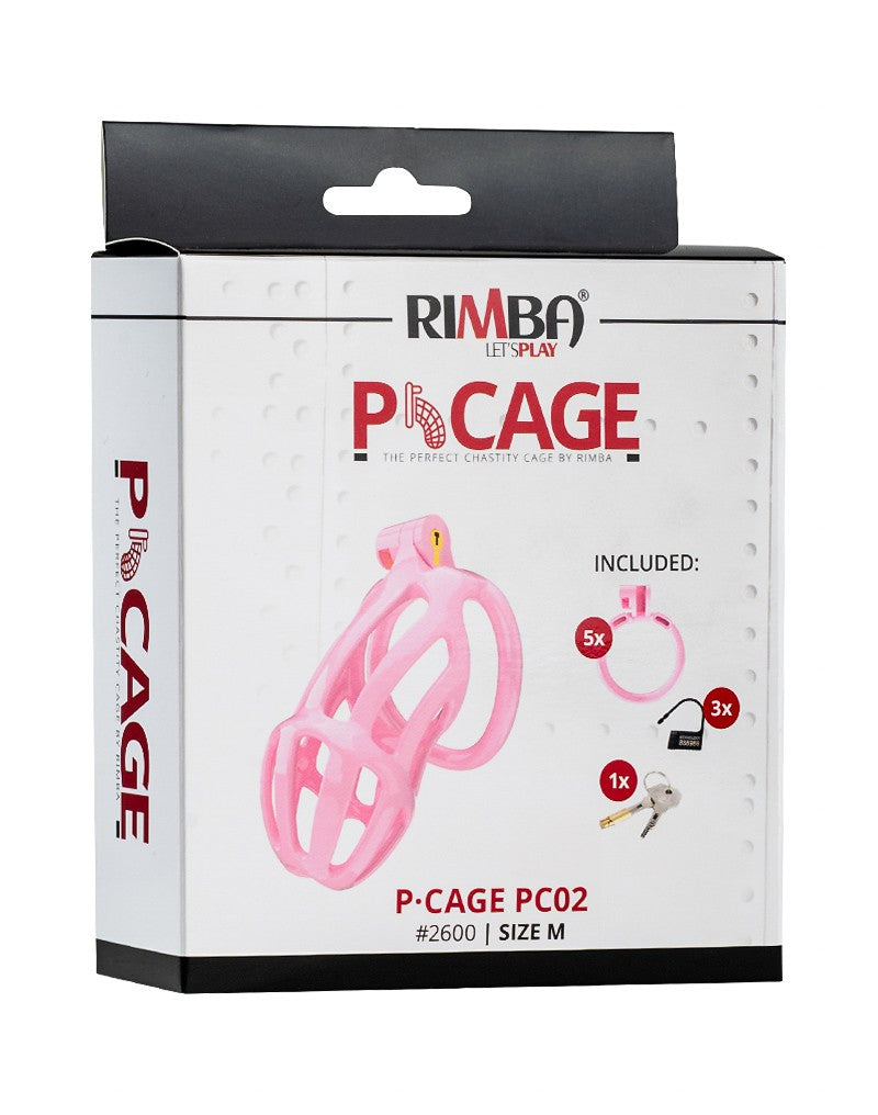Rimba Toys - P-Cage PC02 - Kunststof Kuisheidskooi - Peniskooi - Chastity - Roze - Verkrijgbaar in 3 maten-Laced-up.nl
