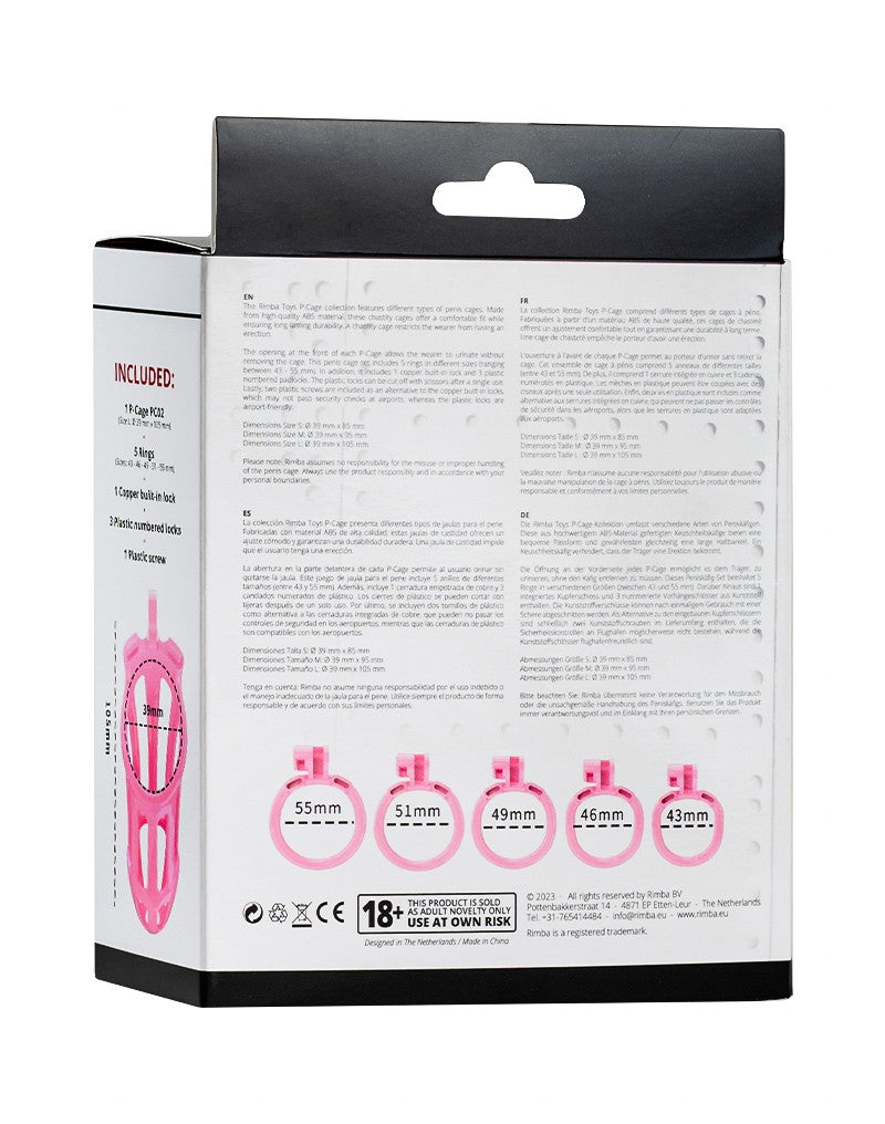 Rimba Toys - P-Cage PC02 - Kunststof Kuisheidskooi - Peniskooi - Chastity - Roze - Verkrijgbaar in 3 maten-Laced-up.nl