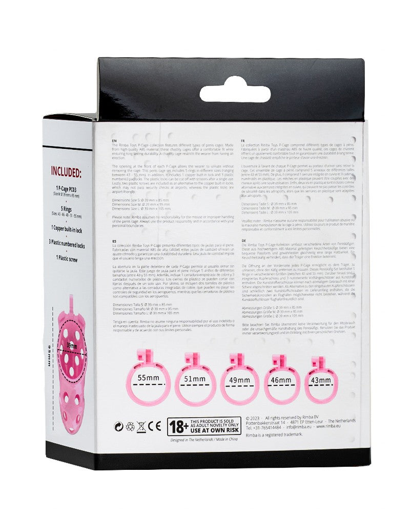 Rimba Toys - P-Cage PC03 - Kunststof Kuisheidskooi - Peniskooi - Chastity - Roze-Laced-up.nl