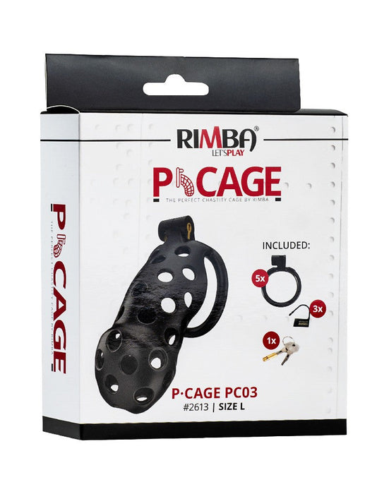 Rimba Toys - P-Cage PC03 - Kunststof Kuisheidskooi - Peniskooi - Chastity - Zwart -Laced-up.nl