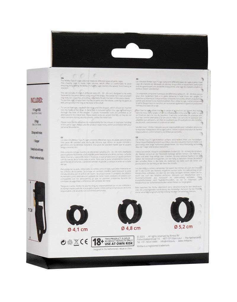 Rimba Toys - P-Cage PC05 - Siliconen Kuisheidskooi - Peniskooi - Chastity - Zwart-Laced-up.nl