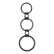 Rimba - Triple Cockring - Rubber en Leer - Zwart-Erotiekvoordeel.nl