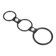 Rimba - Triple Cockring - Rubber en Leer - Zwart-Erotiekvoordeel.nl
