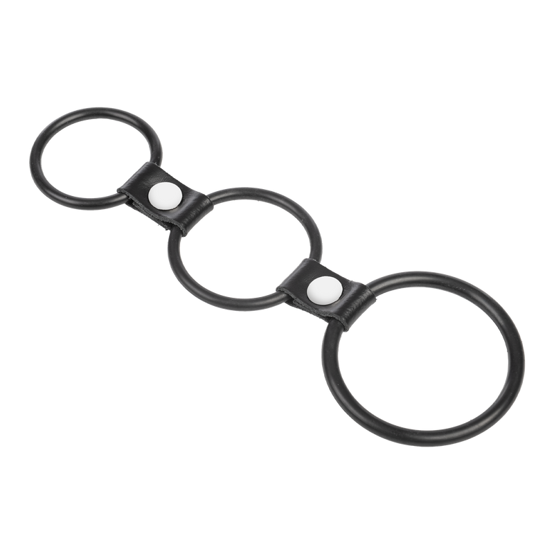 Rimba - Triple Cockring - Rubber en Leer - Zwart-Erotiekvoordeel.nl