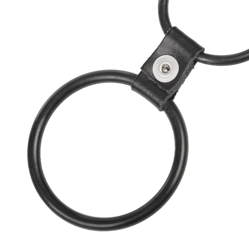Rimba - Triple Cockring - Rubber en Leer - Zwart-Erotiekvoordeel.nl