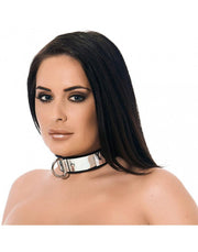 Rimba - Verstelbare Lederen Halsband met Metalen Plaat en Hangslot - Stijlvol en Veilig-Laced-up.nl