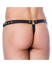 Rimba - Black Leather Men's Briefs with Metal Decorative Rivets - Laced-up.nl