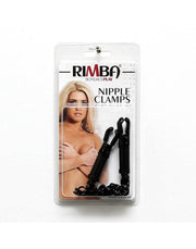 Rimba - Pinces à seins noires réglables avec chaîne et housses de protection - Laced-up.nl