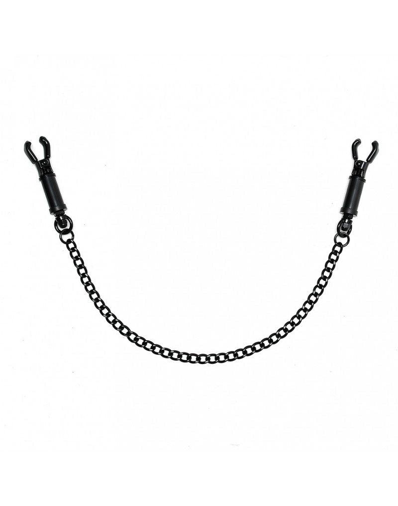 Rimba - Pinces à seins noires réglables avec chaîne et housses de protection - Laced-up.nl