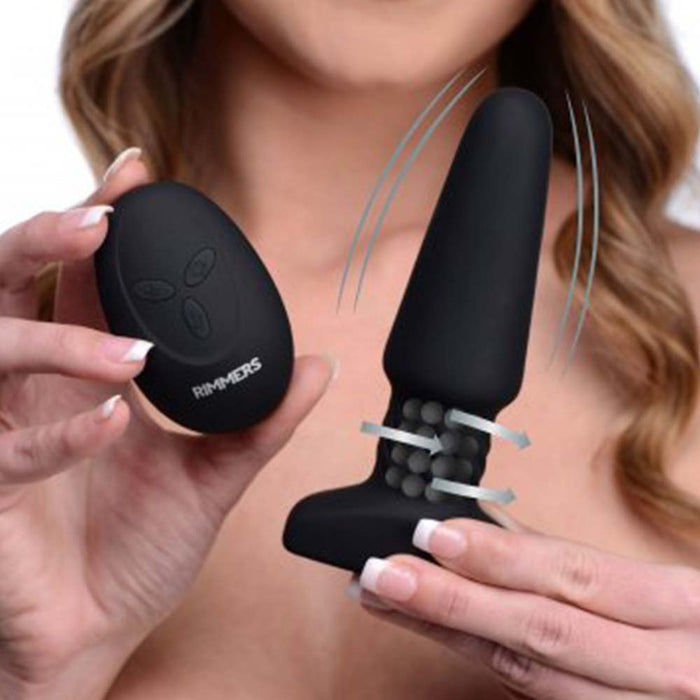 Rimmers - Slim R - Gladde Rimming Buttplug met Afstandsbediening - Zwart-Laced-up.nl