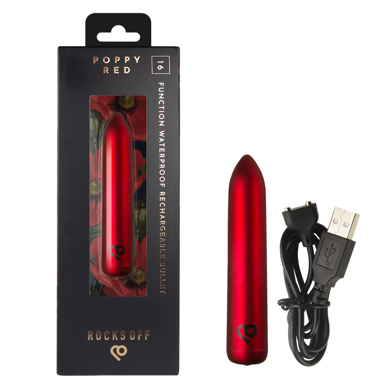 Rocks-off - Oplaadbare Bullet Vibrator - Poppy Red-Erotiekvoordeel.nl