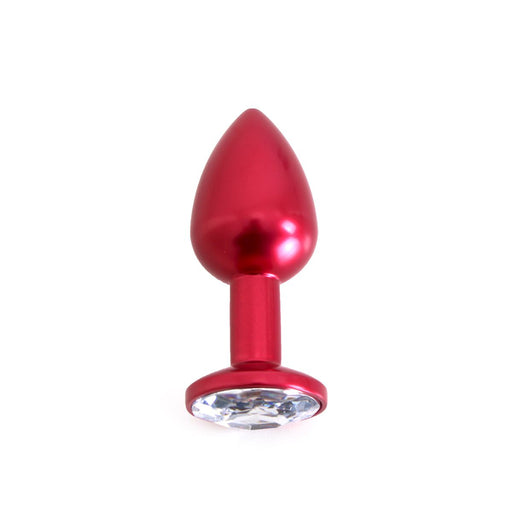 Kiotos - Rode Aluminium Buttplug Met Wit Sierkristal-Laced-up.nl