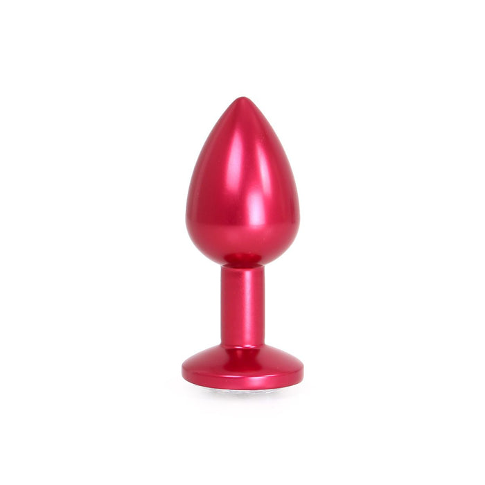 Kiotos - Rode Aluminium Buttplug Met Wit Sierkristal-Laced-up.nl