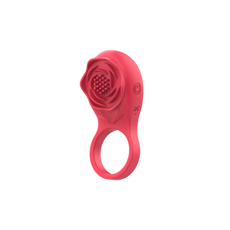 Rogue - Vibrerende Cockring met Clitoris Stimulator in Vorm van Roos - Rood-Erotiekvoordeel.nl
