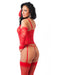 Amorable - Rood Kanten Corset - Incl. String, Handschoenen En Kousen-Laced-up.nl