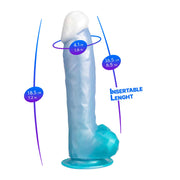 SILEXD - Angel Dildo - Vloeibare Silicone Dildo - 18.5 x 4.1 cm - Blauw/Wit/Turquoise-Erotiekvoordeel.nl