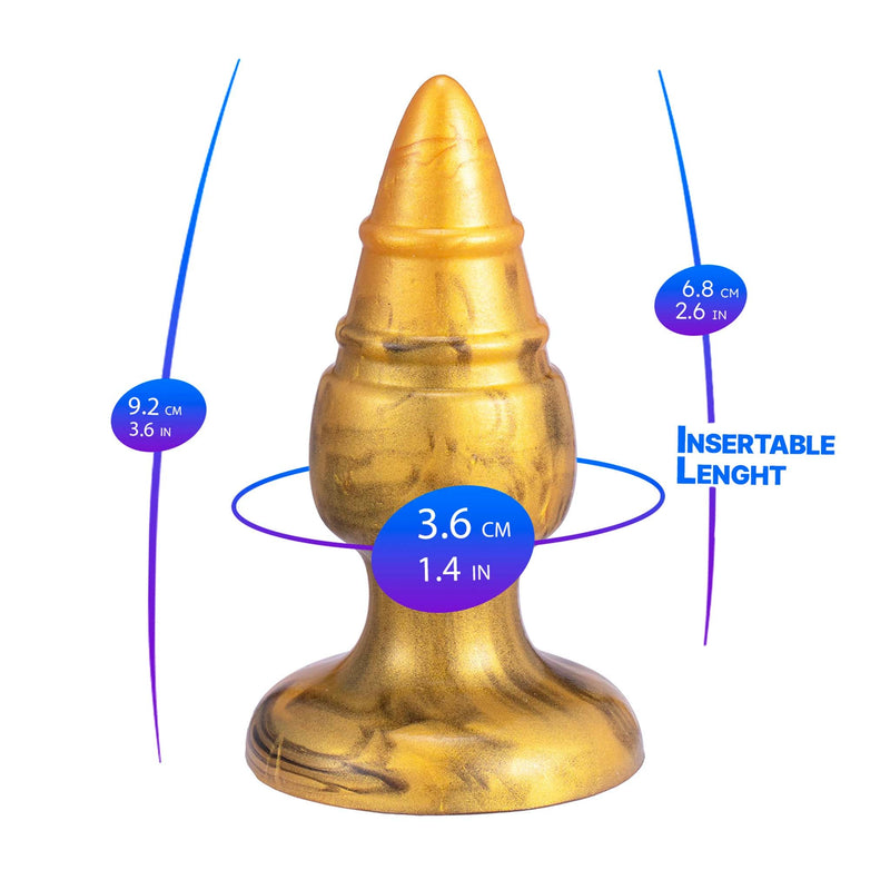 SILEXD - Goldy - Thermoreactieve Siliconen Buttplug - 9.2 cm x 3.6 cm - Goud-Erotiekvoordeel.nl