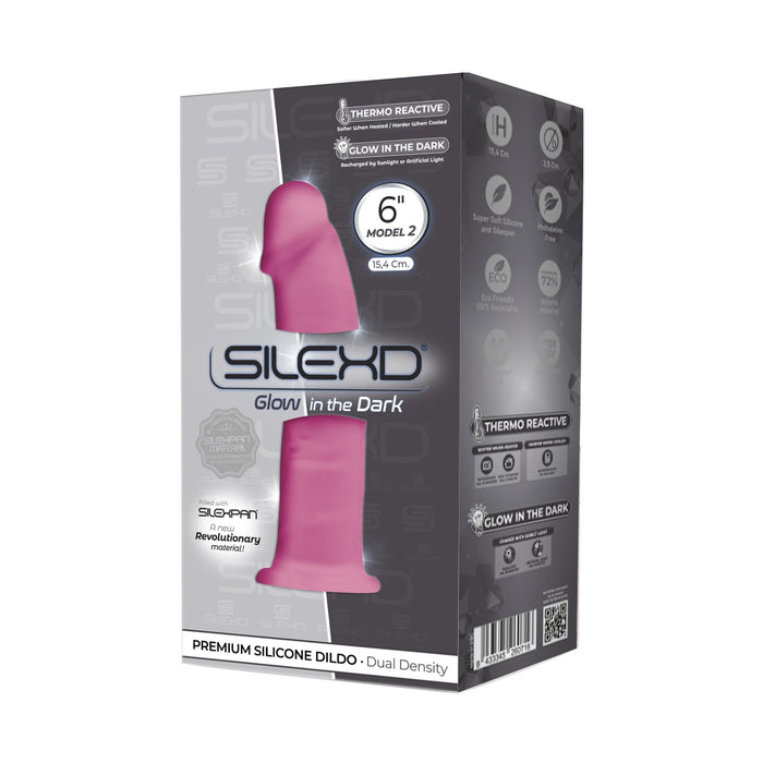SILEXD - Thermoreactieve Realistische Dildo - Model 2 - 15 cm - Glow-in-the Dark Pink-Erotiekvoordeel.nl
