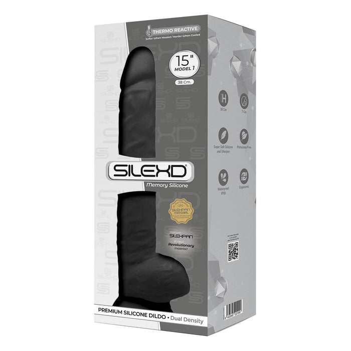 SILEXD - Realistische XXL Dildo - Model 1 - 38 cm - Zwart-Erotiekvoordeel.nl